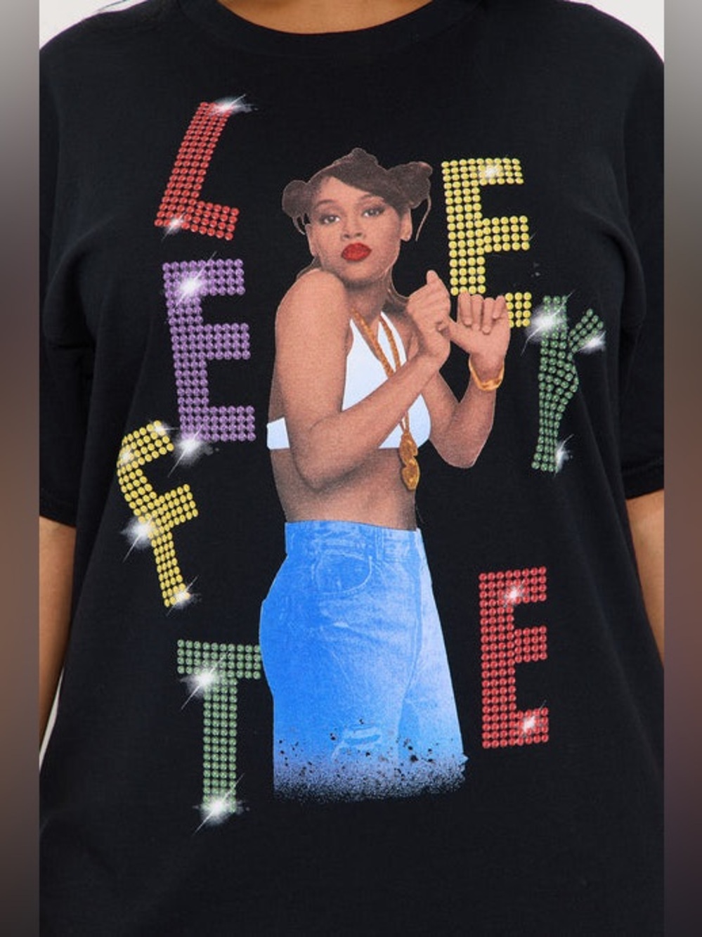 Cross Colours Left Eye Graphic Tee in Black Size S/M